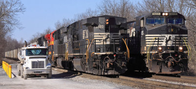 77J gets fuel at the wye as M17 passes by on #1 track 