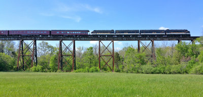 The outbound NS Derby train crosses the Pope Lick Trestle on Sunday afternoon, headed for Atlanta 