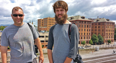 TJ and John on a roof top in Roanoke 