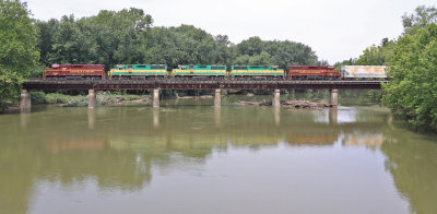 The CJ crosses the old PRR White River bridge at Columbus. 