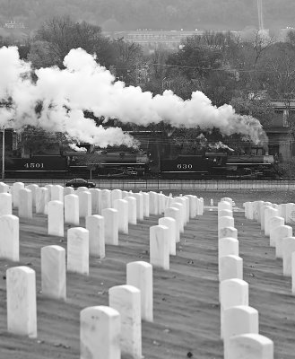The Doubleheader passes the National Cemetery on a somber Sunday morning 