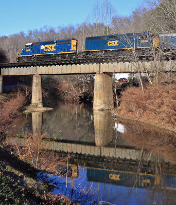 The Santa Train crosses the McClure River at Clinchco  