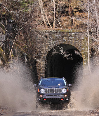 Jeep splashing out of CNO&TP Tunnel #24 