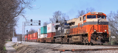 NS 223 gets back on the move out of the siding at Talmage after meeting 5 Westbounds 