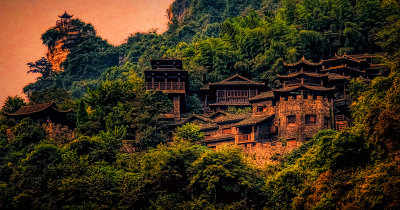Temple on the Yangtze River Bank