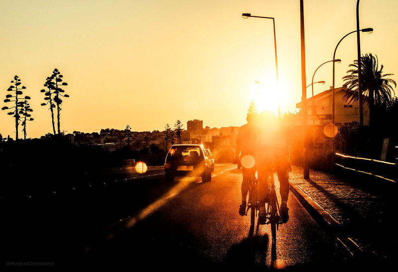 Backlight photo, cycling in Portugal 