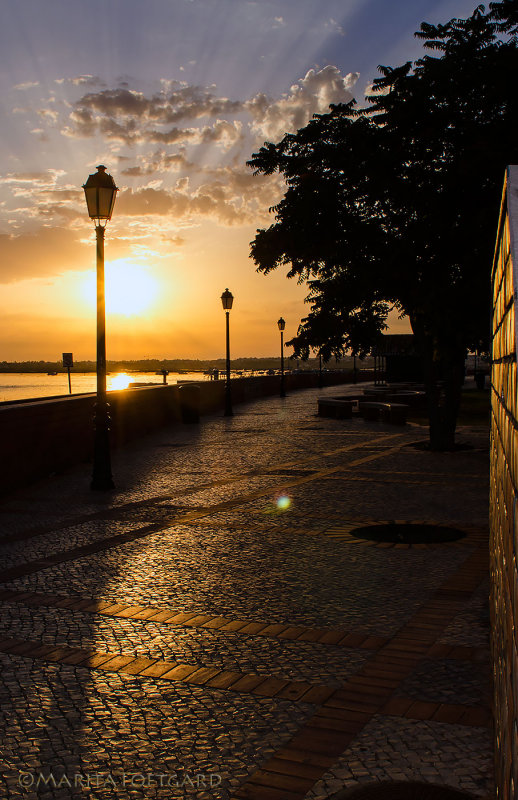 Faro boardwalk at golden sunset