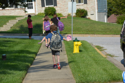 racing to the bus stop