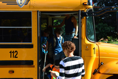 Getting off the bus at school