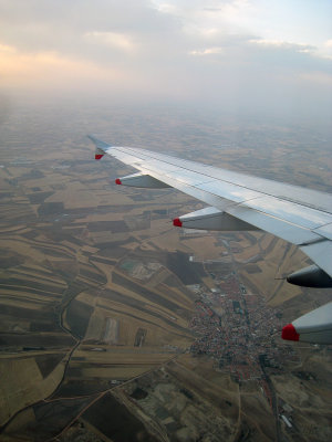 Our flight approaches Madrid
