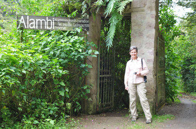 Gail at Alambi entrance