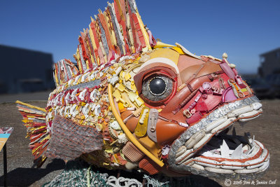 Fish made from plastic found in the ocean, Bandon, OR