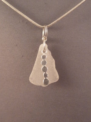 White beach glass with Sterling 'stones' Sold
