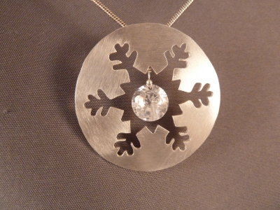 Sterling snowflake with crystal dangle