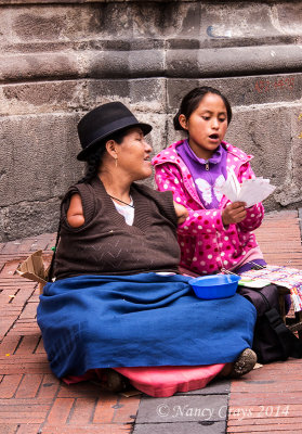 Armless Woman and Child Working on Quito Street