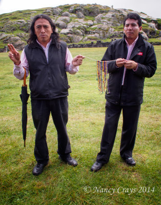 Ernesto and Harvey Using Quipu at Saqsaywaman