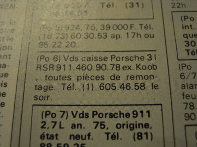 advert from 1983 of 3L RSR n9078
