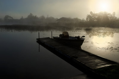 Boat and jetty, Sunnylea, Port Severn