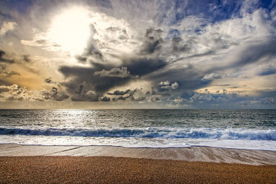 Clouds and surf, Hive Beach, Dorset