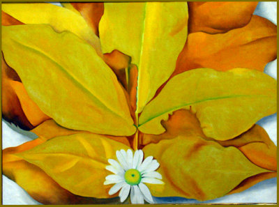 Yellow Hickory Leaves with Daisy