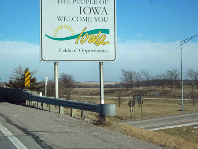 A quick shot (almost missed) of Iowa's welcome sign at the Iowa/Missouri border on our way home from a month on South Padre Island in Texas.