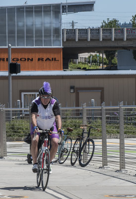 Purple cyclist