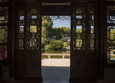 Lan Su Chinese Garden, main pavilion view