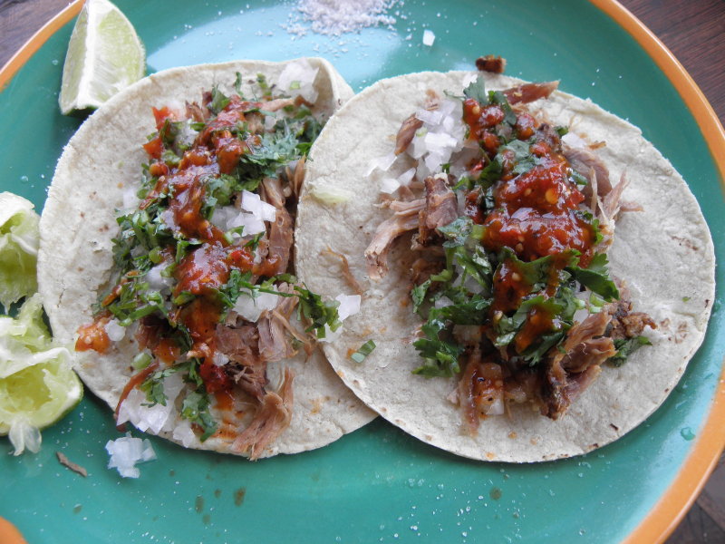 The finished product, Barbacoa tacos.