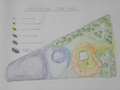 Permaculture zone map, W. Barnes property.