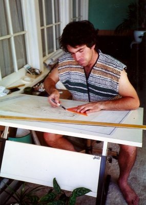 Me working on a plan as a student in the mid 1980s