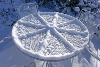 Snow pattern on patio table