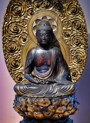 Amida Buddha lacquered wood Japan 1700s