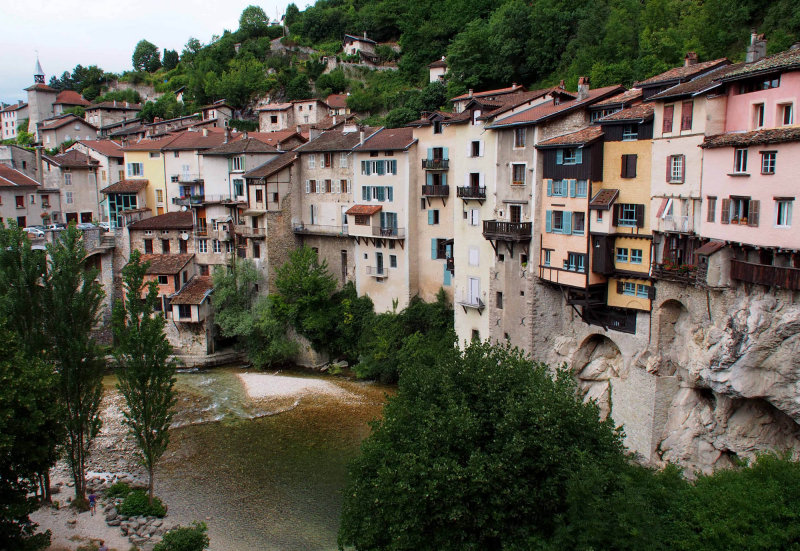 Pont-en-Royans; small Alpes region town built on the rocks. 
