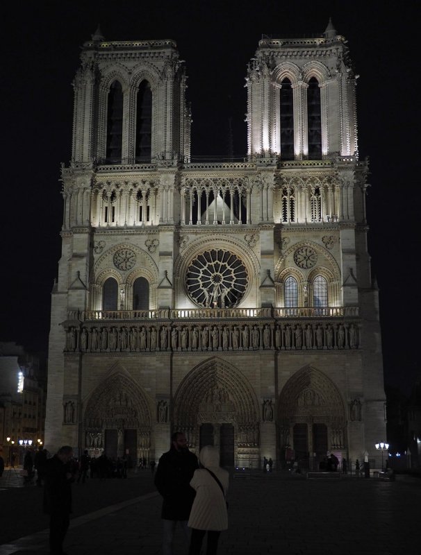 Notre Dame cathedral at night. 