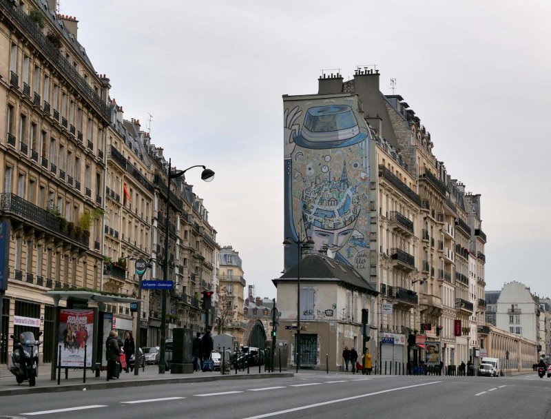 Building at Rue La Fayette, near Gare du Nord. 