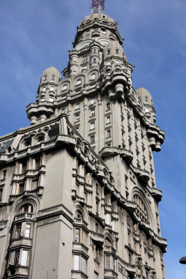 Montevideo; the most interesting building in downtown; but ..... they put an cellular phone antenna at its top. Amazing. 