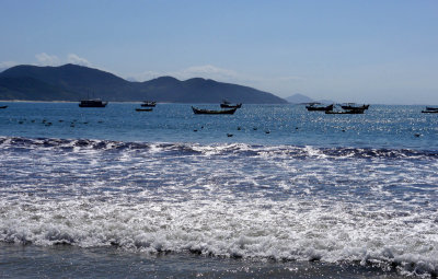 Garopaba; beach and boats.
