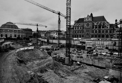 Les Halles, during the construction of the new Les Halles.