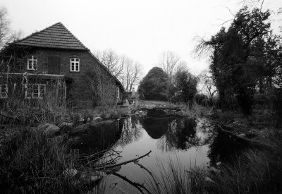 Near Bremen, Germany; it is the farm of their friends; taken with a ... Leica IIIf and the Voigtlander 15/4.5 (modern version) .