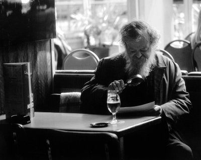 In Brussels, in a café near the flea market.