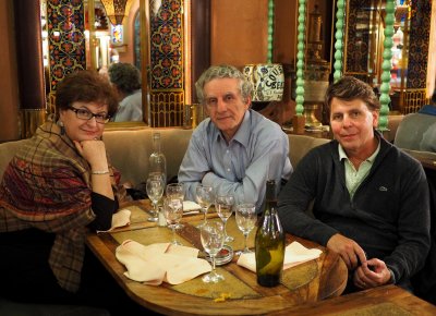 From the left, Nathan Ida, Vera Ida and Nelson, at Bebert's, the best marocain couscous in Paris.