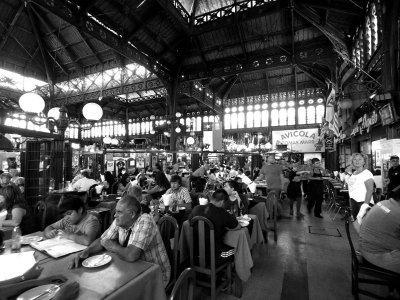 Restaurant Donde Augusto, at the Central Market, Santiago downtown; the metal structure is beautiful.