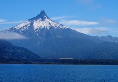 The volcano Pontiagudo, viewed from the boat crossing the Lago de Todos los Santos.