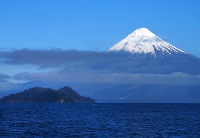 The volcano Osorno, viewed from the boat crossing the Lago de Todos los Santos.