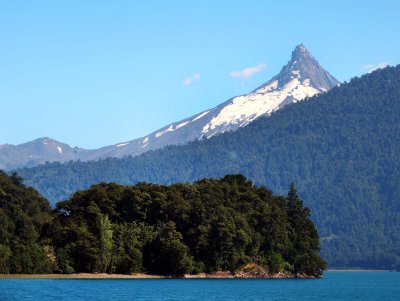 The volcano Pontiagudo, viewed from the boat crossing the Lago de Todos los Santos.