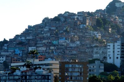 Viewed from the Ipanema beach Mirador. On the background, the Favela Vidigal. 