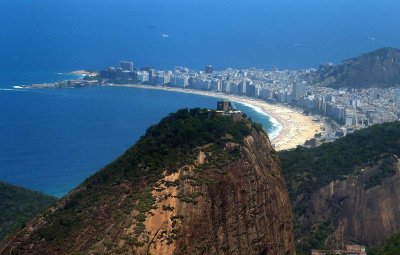 The 'Pão de Açucar' and Copacabana beach (from the plane, when leaving Rio).