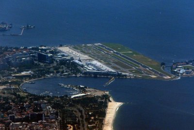 Santos Dumont airport, viewed from our plane, when leaving Rio.