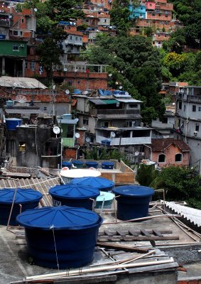 Rocinha Favela view; several houses have water tank on the way they won't be on trouble with lack of water. 