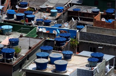 Rocinha Favela view; several houses have water tank on the way they won't be on trouble with water.